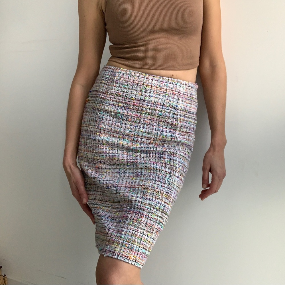 Brook Brothers bright multicolored tweed knee length pencil skirt , size 6